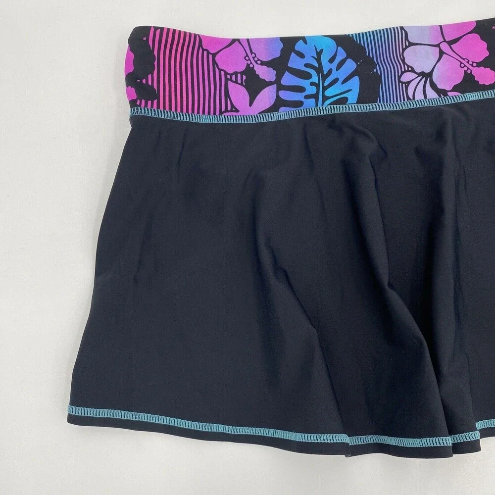R way Swimwear Girl's Stretch Printed Waistband Pull-On  Skirt Black Size 14.5